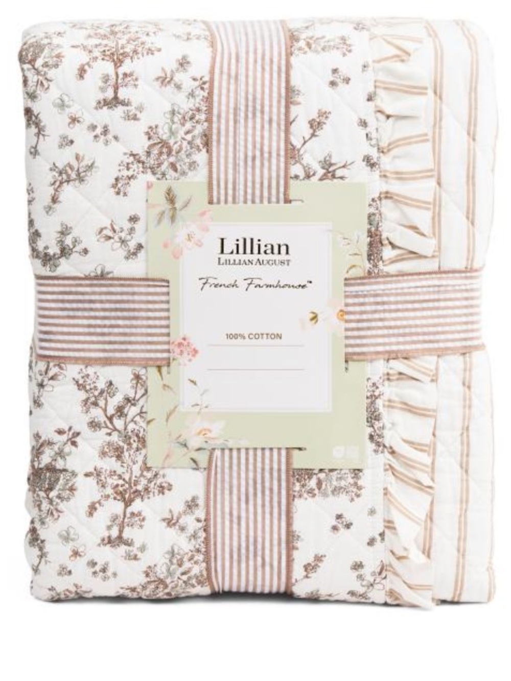 Lillian AUGUST HOME toile cotton percale quilt set